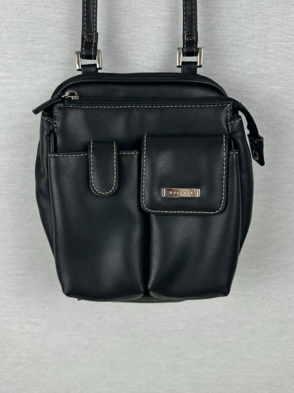 ROSETTI BLACK MULTI-POCKET CROSSBODY BAG TRAVEL ORGANIZER PURSE HAND BAG